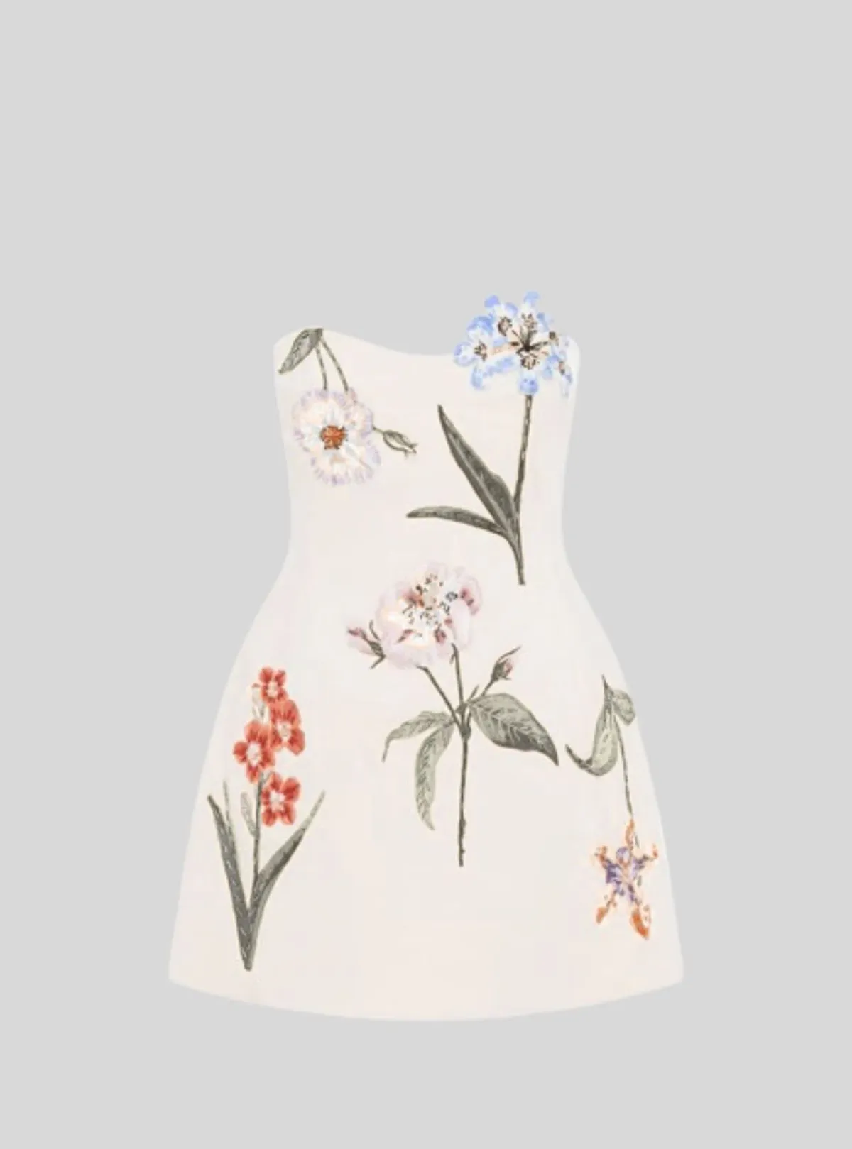 Leo Lin Rosario Velvet Mini Dress in Botanical Print in Snow Size 8 for rent on The Volte - main image