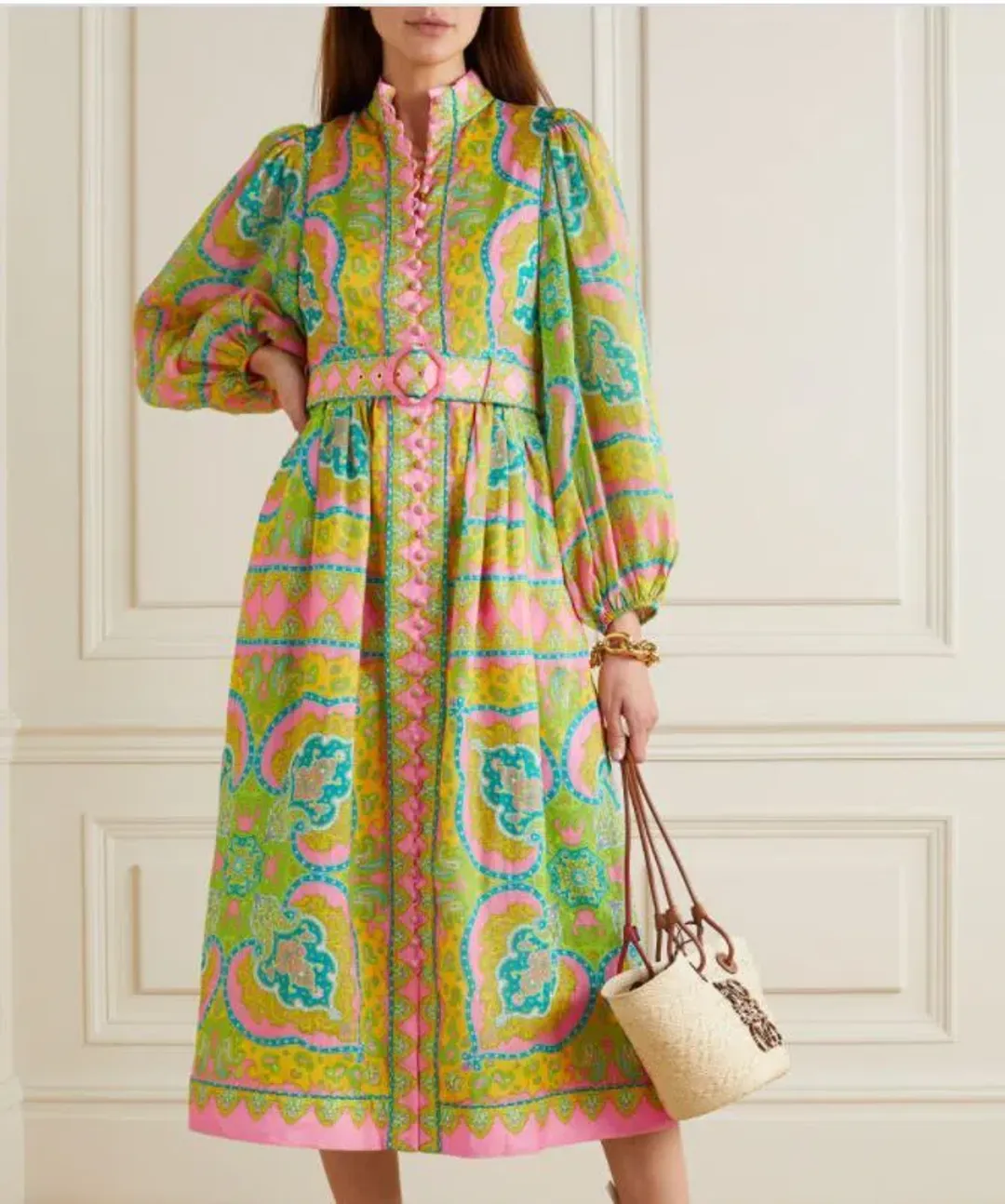 Zimmermann Estelle Buttoned Midi Dress Size 10 for rent on The Volte - main image