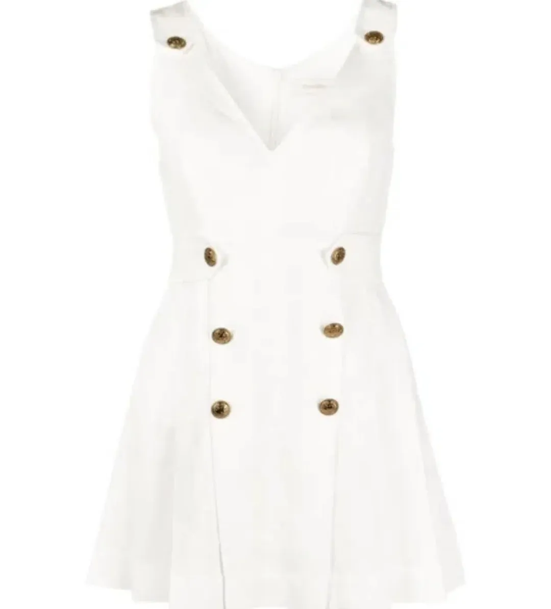 Zimmermann The Lovestruck Buttoned Linen Pleat Mini Dress White Size 1 AU 10 for rent on The Volte - main image