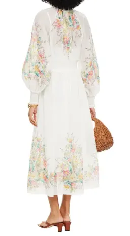 Zimmermann Zinnia Shirred Waist Maxi Dress White Floral Size 0 / AU 8 for rent on The Volte - image 3