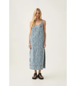 Aje Nostalgia Denim Midi Dress Coastal Logo Wash Size AU 8 for rent on The Volte - image 1