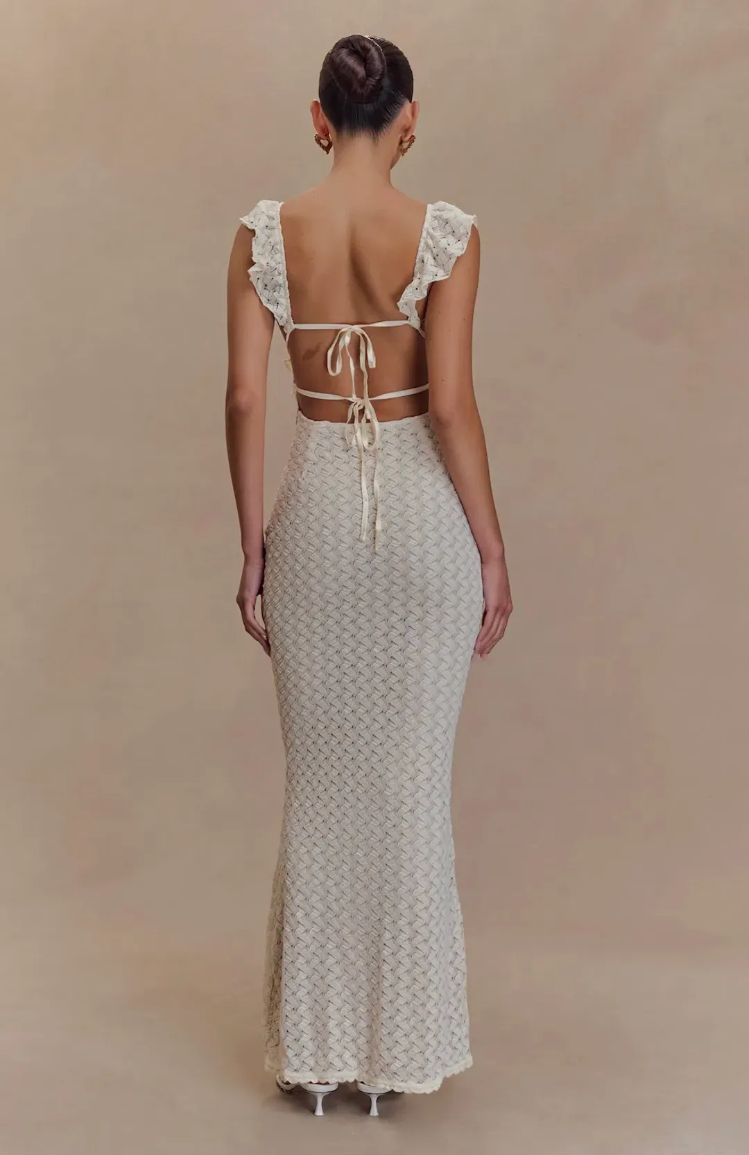Meshki Ezra Lace Maxi Dress in Ivory Size 4 for rent on The Volte - main image