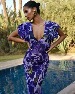 Rat And Boa Lucille Maxi Dress Blue Iris Orchid Size 16 for rent on The Volte - image 2