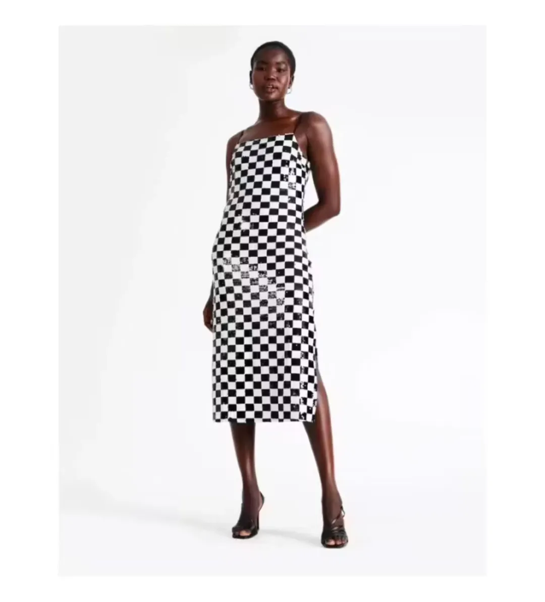 Wayne Cooper Sequin Check Midi Dress Multi Size 10 for rent on The Volte - main image