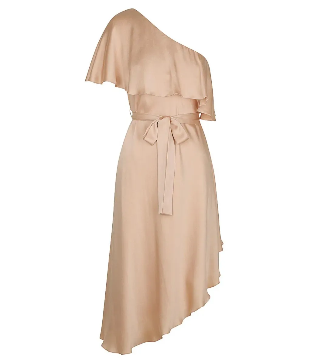 Zimmermann Sueded One Shoulder Midi Dress Beige Size 2 AU 12 for rent on The Volte - main image