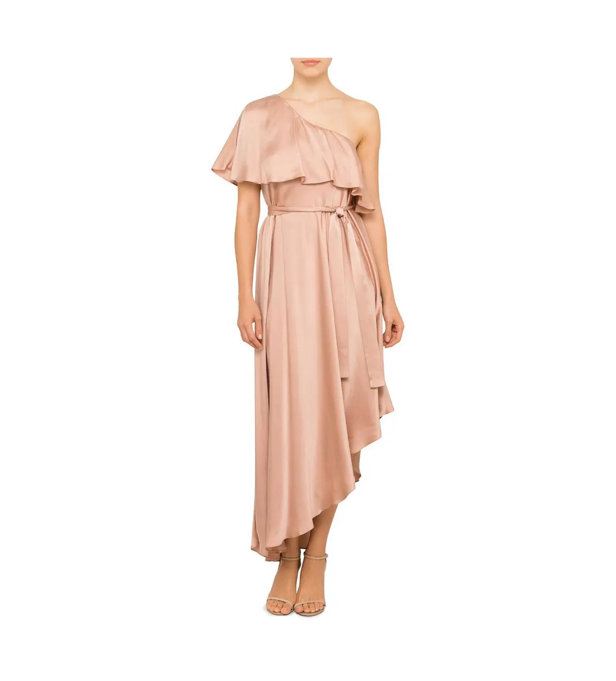 Zimmermann Sueded One Shoulder Midi Dress Beige Size 2 AU 12 for rent on The Volte - main image