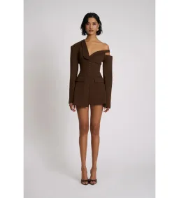 Eliya The Label Ayla Blazer Mini Dress Brown Size L AU 12 for rent on The Volte - image 1