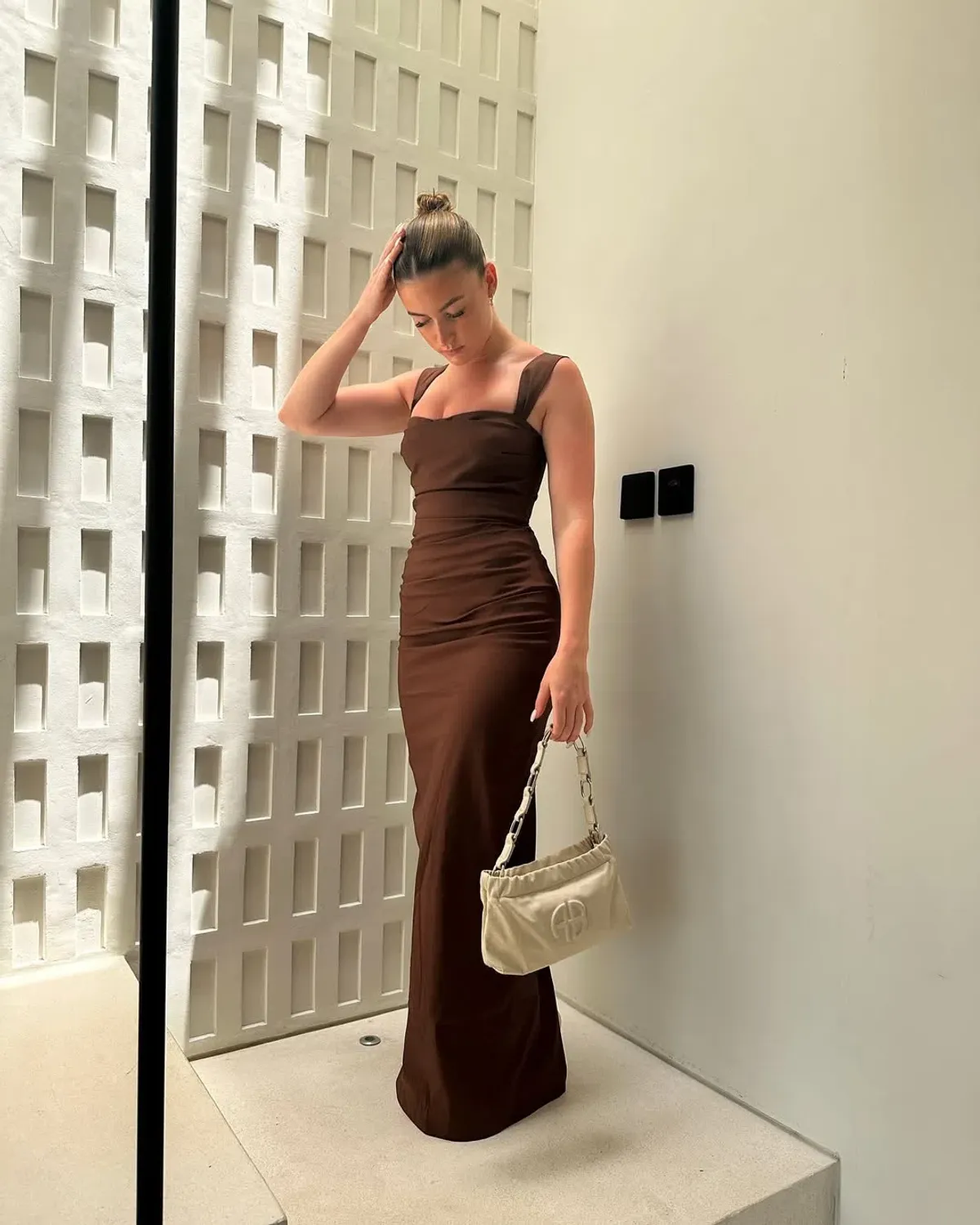 Sir The Label Dahlia Balconette Gown Chocolate Brown Size AU 8 for rent on The Volte - main image