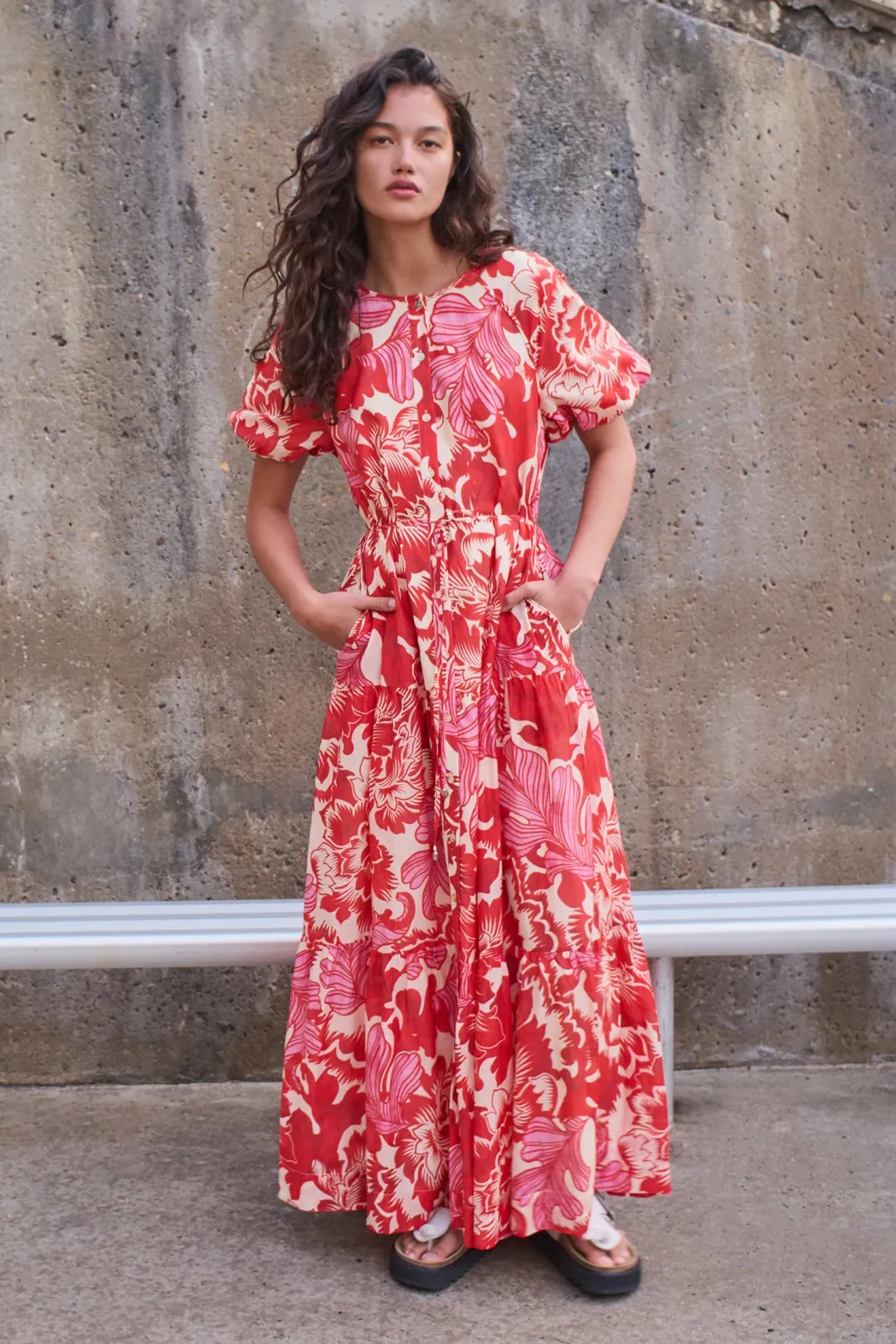 Hansen and Gretel Margiela Maxi Dress Scarlet Garden Size AU 6 for rent on The Volte - main image