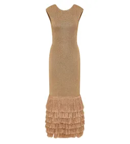 Aje Breeze Knit Midi Dress Rose Gold Size AU 8 for rent on The Volte - image 7