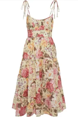 Zimmermann Honour Tie Shoulder Dress Midi Floral Size 1 / Au 10 for rent on The Volte - image 4