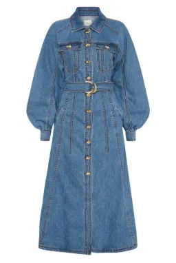 Aje Denim Full Sleeve Midi Dress Blue Size 8 for rent on The Volte - image 4