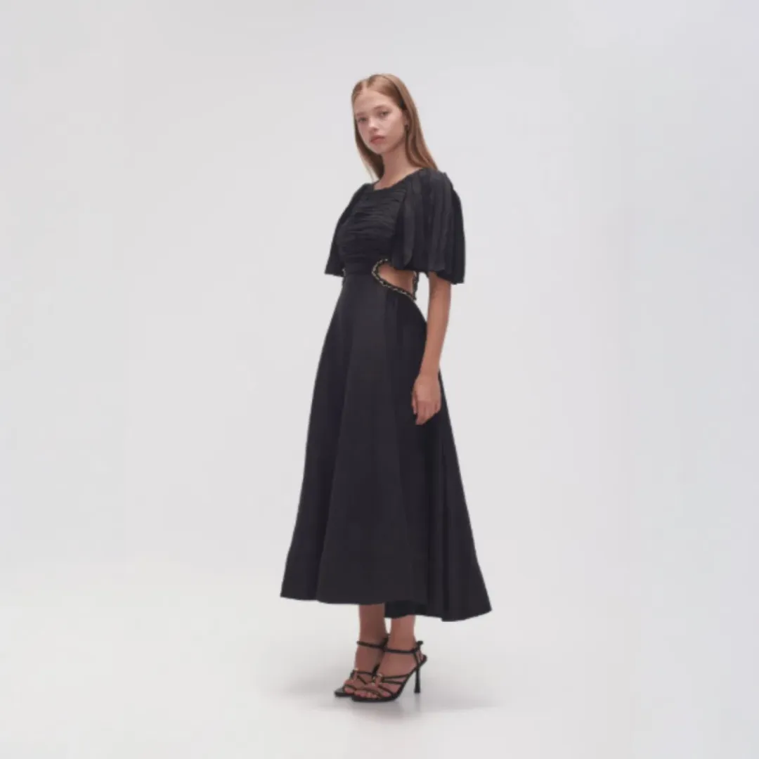 Aje Monica Chainlink Midi Dress Black Size AU 14 for rent on The Volte - main image