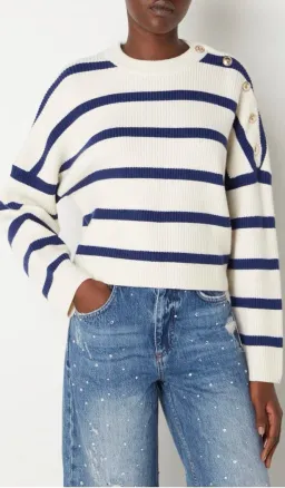 Maje Marine Striped Rib Sweater Size 10/1 for rent on The Volte - image 3