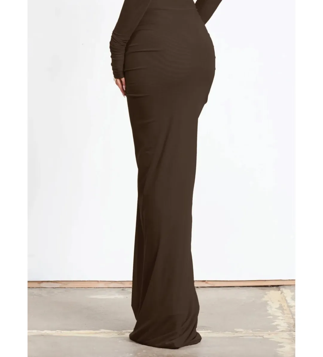 Effie Kats Pia Bodysuit Size S / AU 8 & Pilar Mesh Skirt Size XS / AU 8 Set Chocolate for rent on The Volte - main image