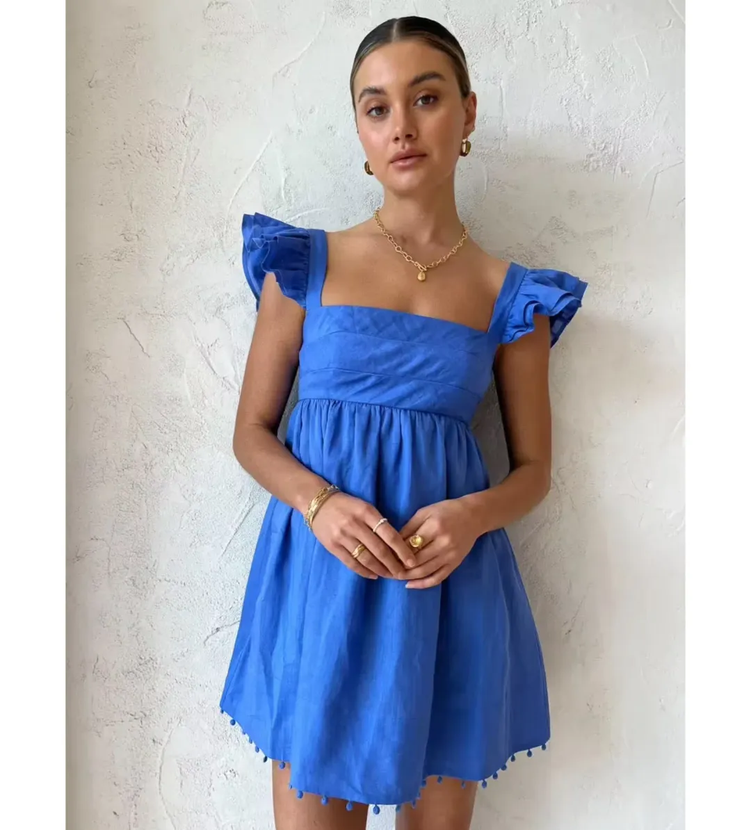 Sofia The Label Luna Mini Dress in Blue Size 8 for rent on The Volte - main image