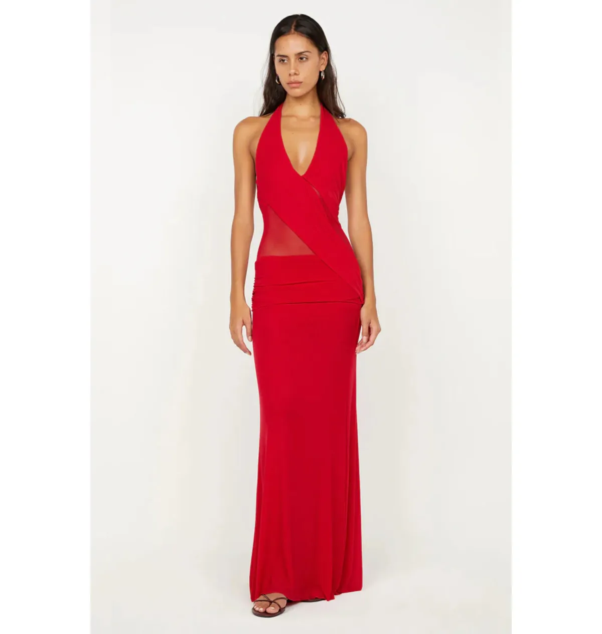 Bec & Bridge Deija Halter Maxi Dress Strawberry Size 8 for rent on The Volte - main image