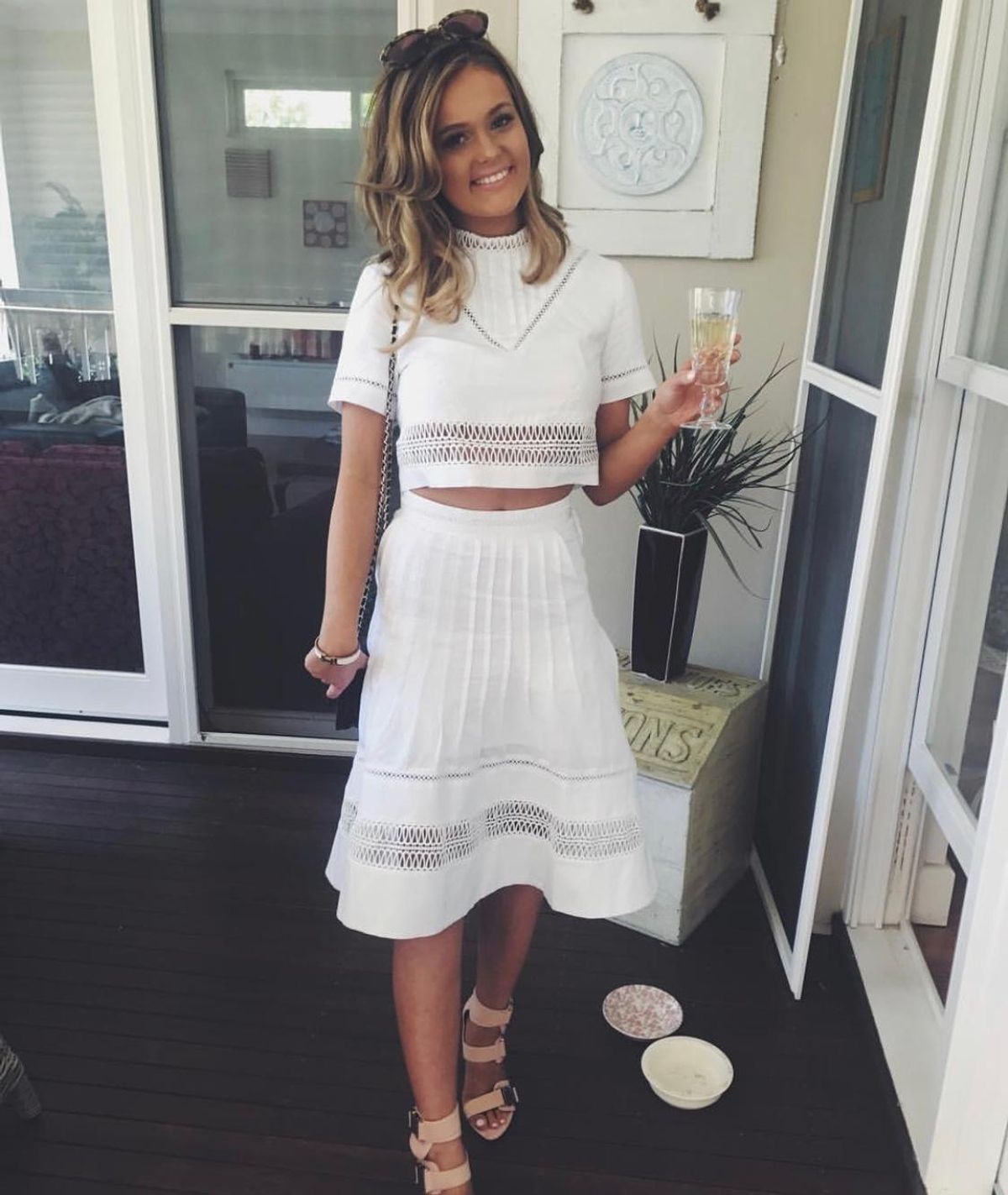 Aje Crop Top and Skirt Set White Size 8 for rent on The Volte - main image