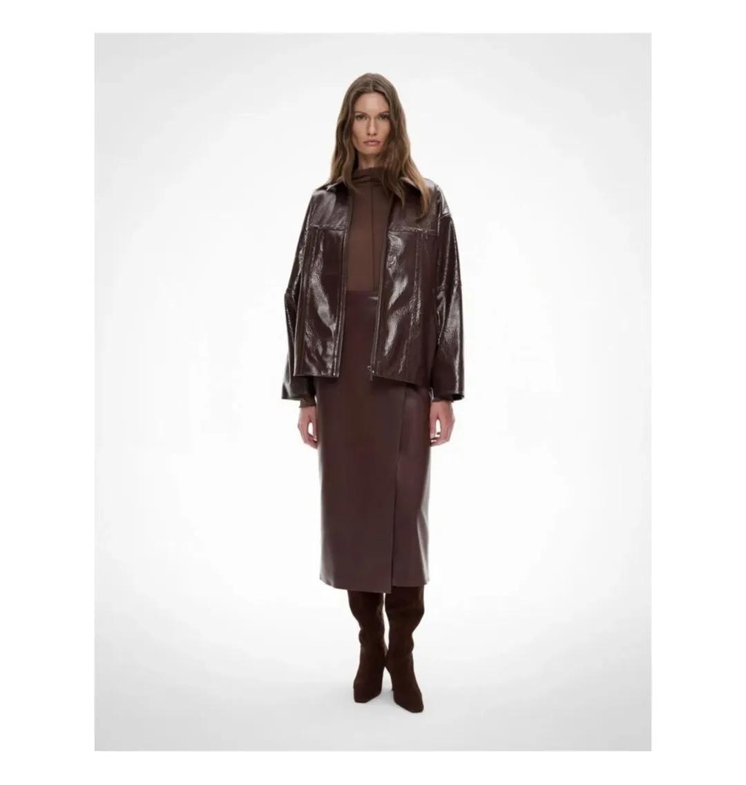 Witchery Button Wrap Midi Skirt Mocha One Size for rent on The Volte - main image