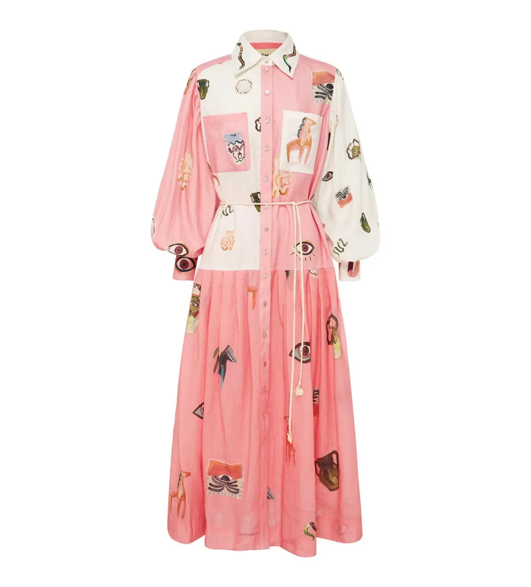 Alemais Cleo Patchwork Midi Shirtdress Multi Print Size AU 12  for rent on The Volte - main image