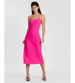 By Johnny Neon Bias Slip Midi Dress Pink Size AU 10 for rent on The Volte - image 1