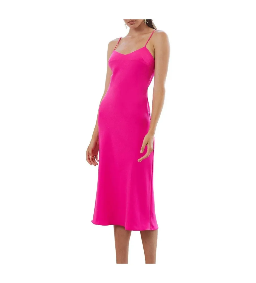 By Johnny Neon Bias Slip Midi Dress Pink Size AU 10 for rent on The Volte - main image