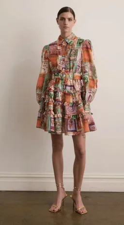 Kate Ford Cairo Frill Layered Mini Dress Wheel of Fortune Size 4 / AU 14 for rent on The Volte - image 1
