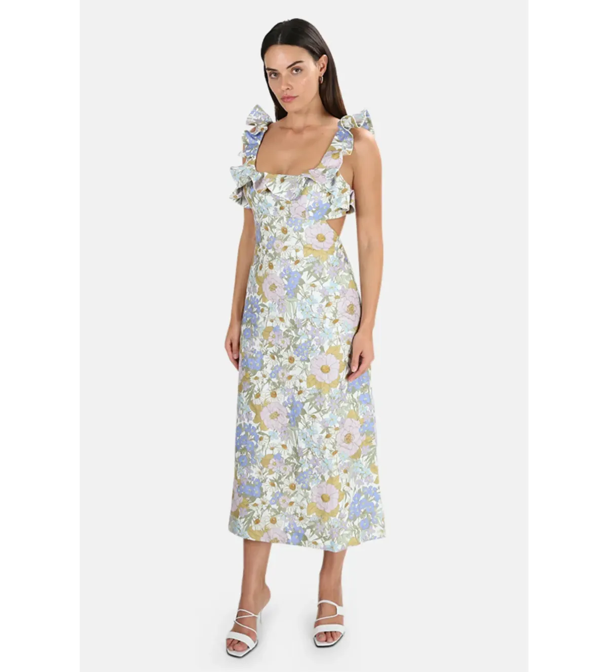 Zimmermann Super Eight Frilled Midi Dress Floral Size 10 for rent on The Volte - main image