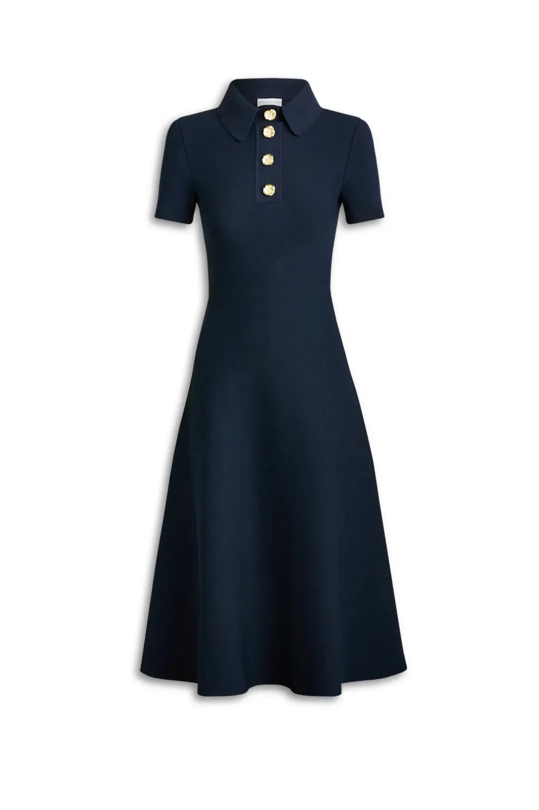 Scanlan Theodore Crepe Knit Poppy Shirt Midi Dress in Navy Size 10 for rent on The Volte - main image