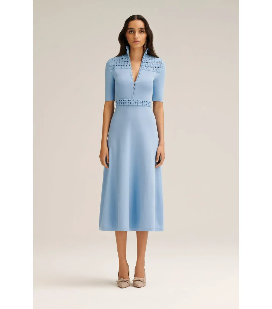 Scanlan Theodore Crepe Knit Daisy Soft Dress Denim Size M / AU 10 for rent on The Volte - main image