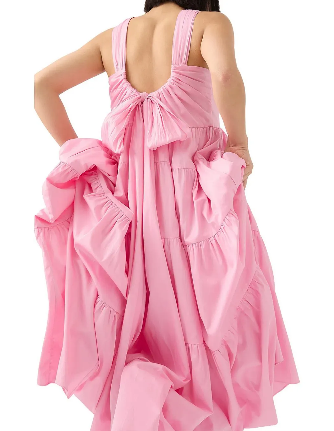 Aje Marguerite Tie Back Cotton Maxi Dress Pink Size 8 for rent on The Volte - main image