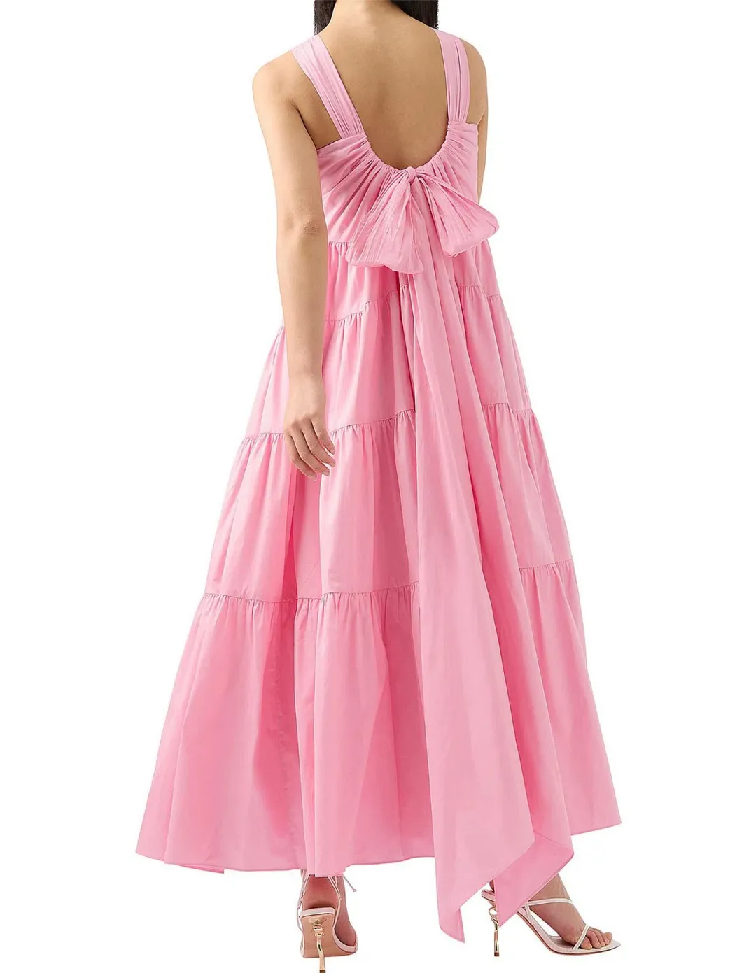 Aje Marguerite Tie Back Cotton Maxi Dress Pink Size 8 for rent on The Volte - main image
