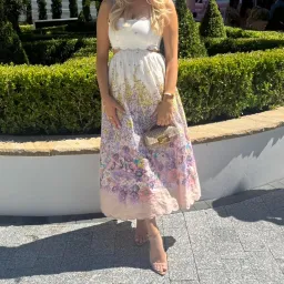 Zimmermann Jude Scallop Midi Dress in Peach Gradient Floral Size 3 /AU 10-12 for rent on The Volte - image 1