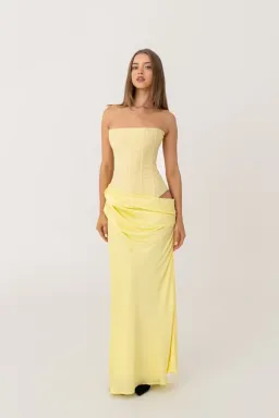 HNTR The Label Huxley Maxi Gown Lemon Size 6 for rent on The Volte - image 2