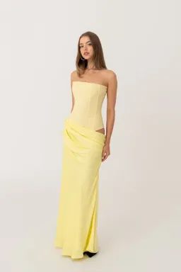 HNTR The Label Huxley Maxi Gown Lemon Size 6 for rent on The Volte - image 1