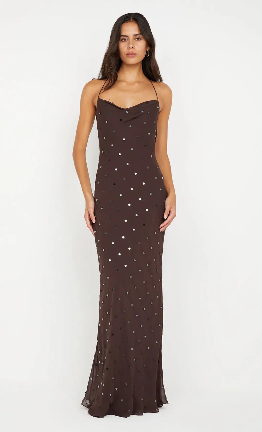 Bec & Bridge Arielle Slip Maxi Dress Dark Chocolate Size 10 for rent on The Volte - main image