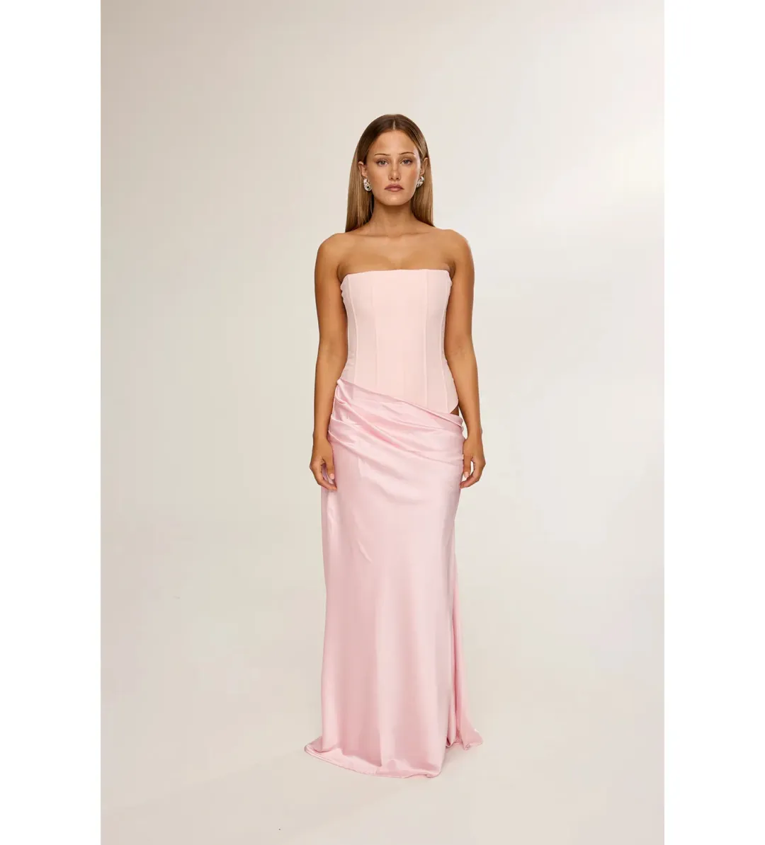 Hntr The Label Huxley Gown Maxi in Baby Pink Size AU 6 for rent on The Volte - main image