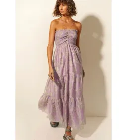 Kivari Elzette Tiered Midi Dress Lilac Floral Size 10 for rent on The Volte - image 1