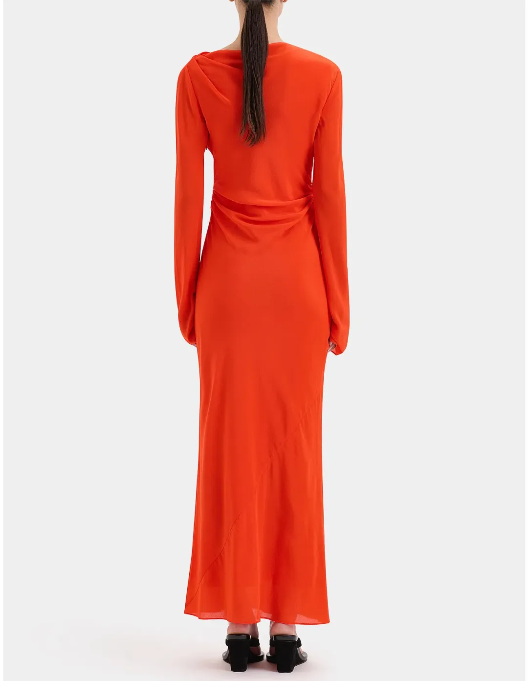 Sir The Label Fresca Gathered Midi Dress Tangerine Size 12 for rent on The Volte - main image