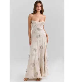 House of CB Seren Maxi Dress in Vanilla Hand-Beaded Floral Embroidery Size 10/M for rent on The Volte - image 2