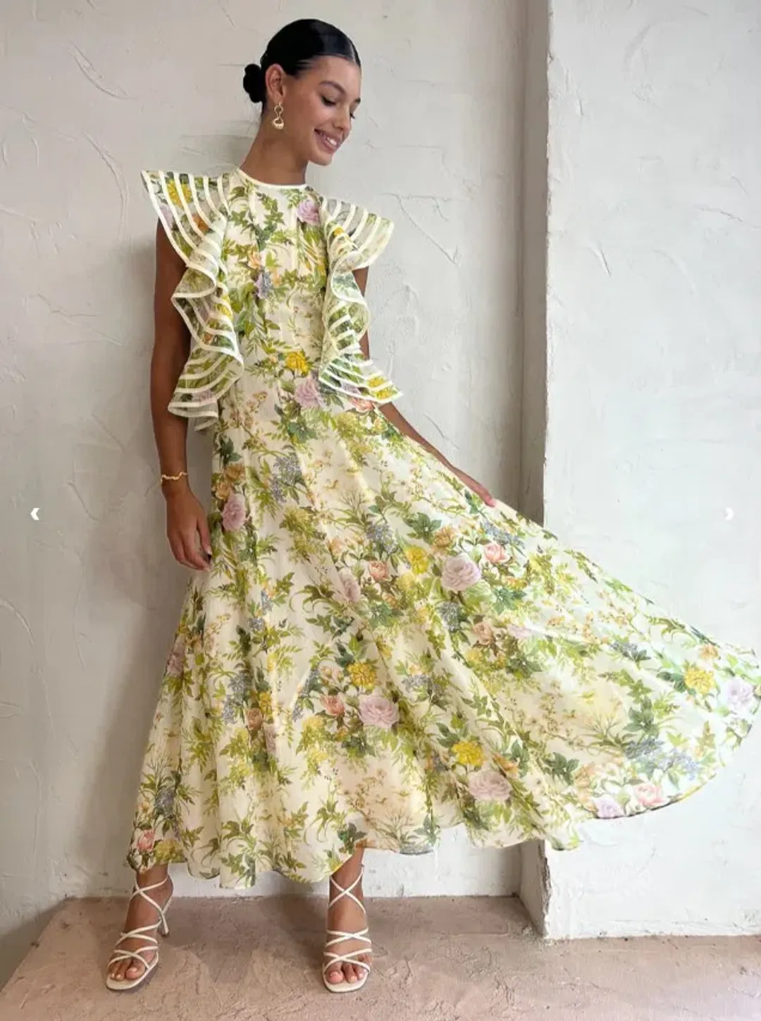 Alemais Eden Flounce Midi Dress Multi Size 6 for rent on The Volte - main image