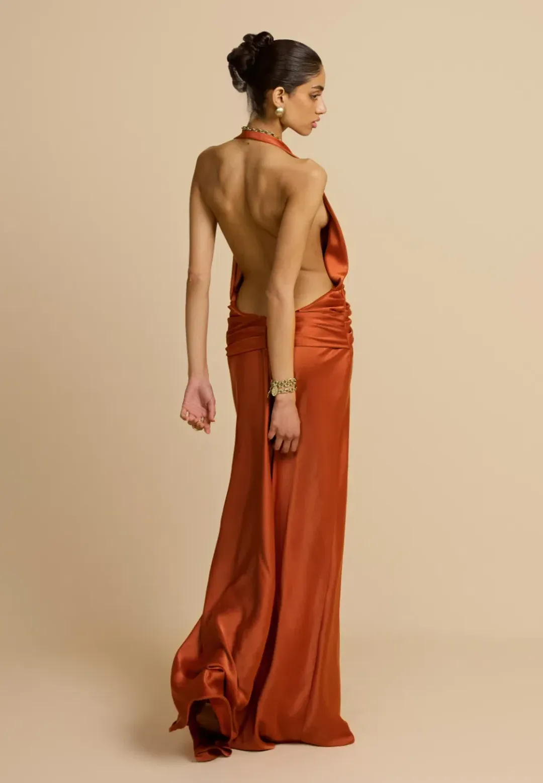 Arcina Ori Francesca Dress Metallic Orange Size M / AU 10 for rent on The Volte - main image