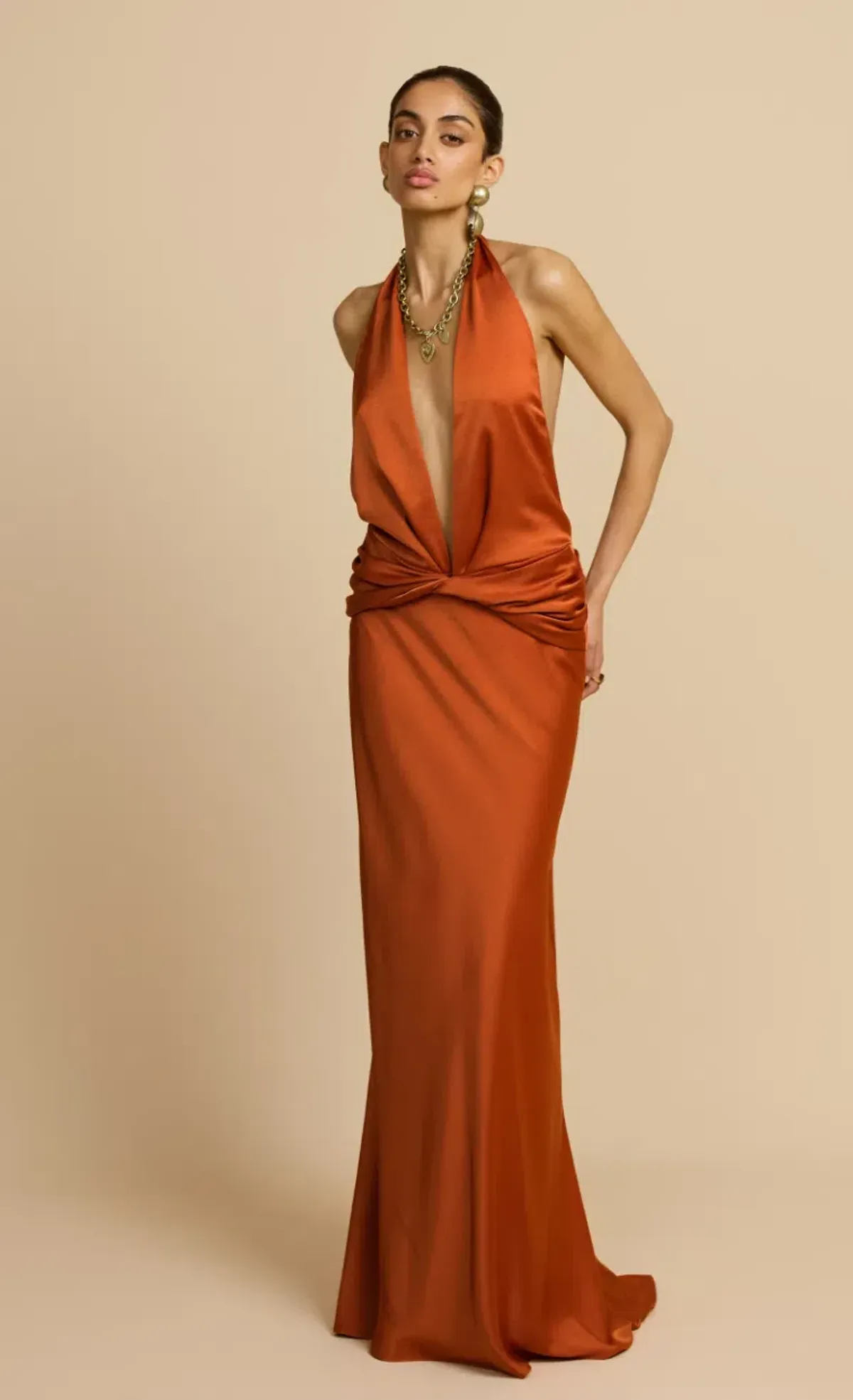 Arcina Ori Francesca Dress Metallic Orange Size M / AU 10 for rent on The Volte - main image