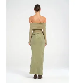Benni Yasmin Off-Shoulder Maxi Dress in Pistachio Size XL / AU 14 for rent on The Volte - image 3