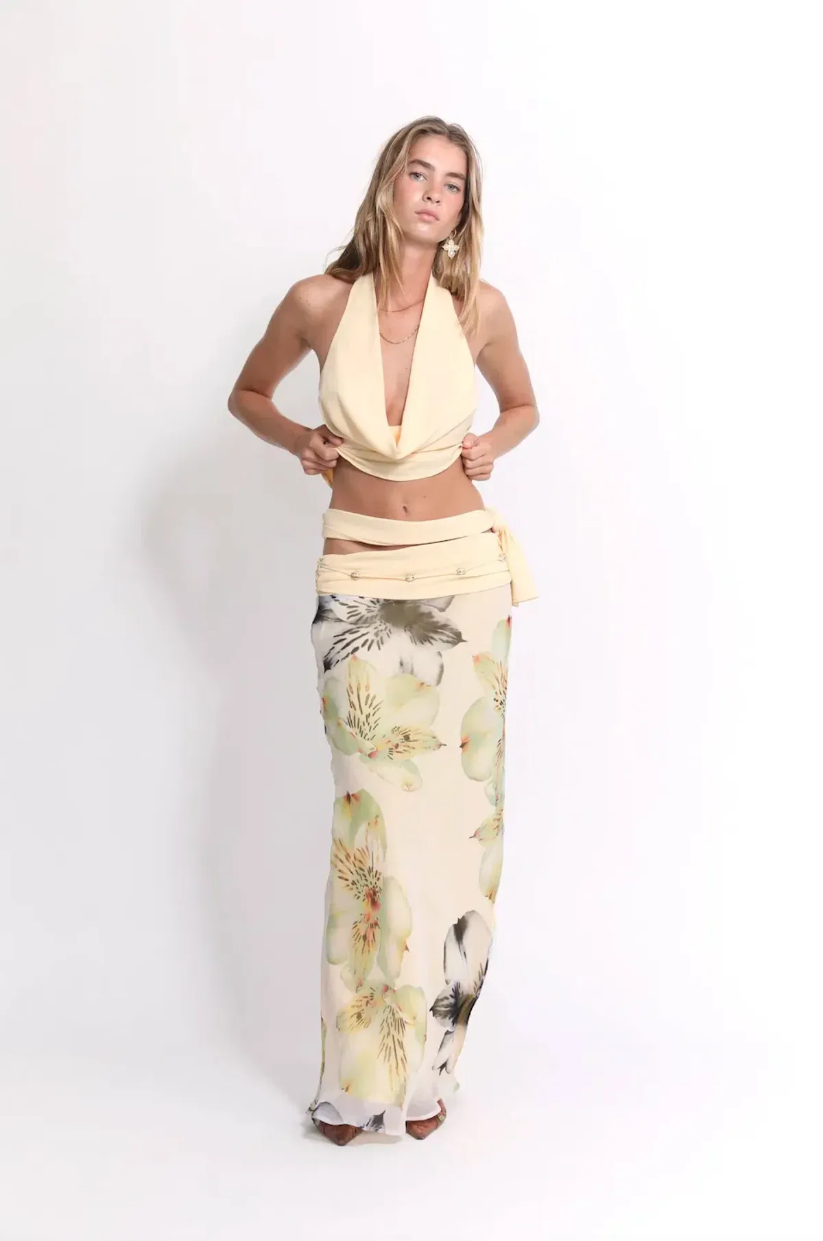 Katali Kaia Cowl Top and Belle Skirt Orchid Romance Size 8 / AU 8 for rent on The Volte - main image