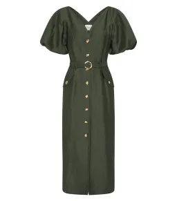 Aje Paloma Utility Midi Dress Midnight Green Size 10 for rent on The Volte - image 6