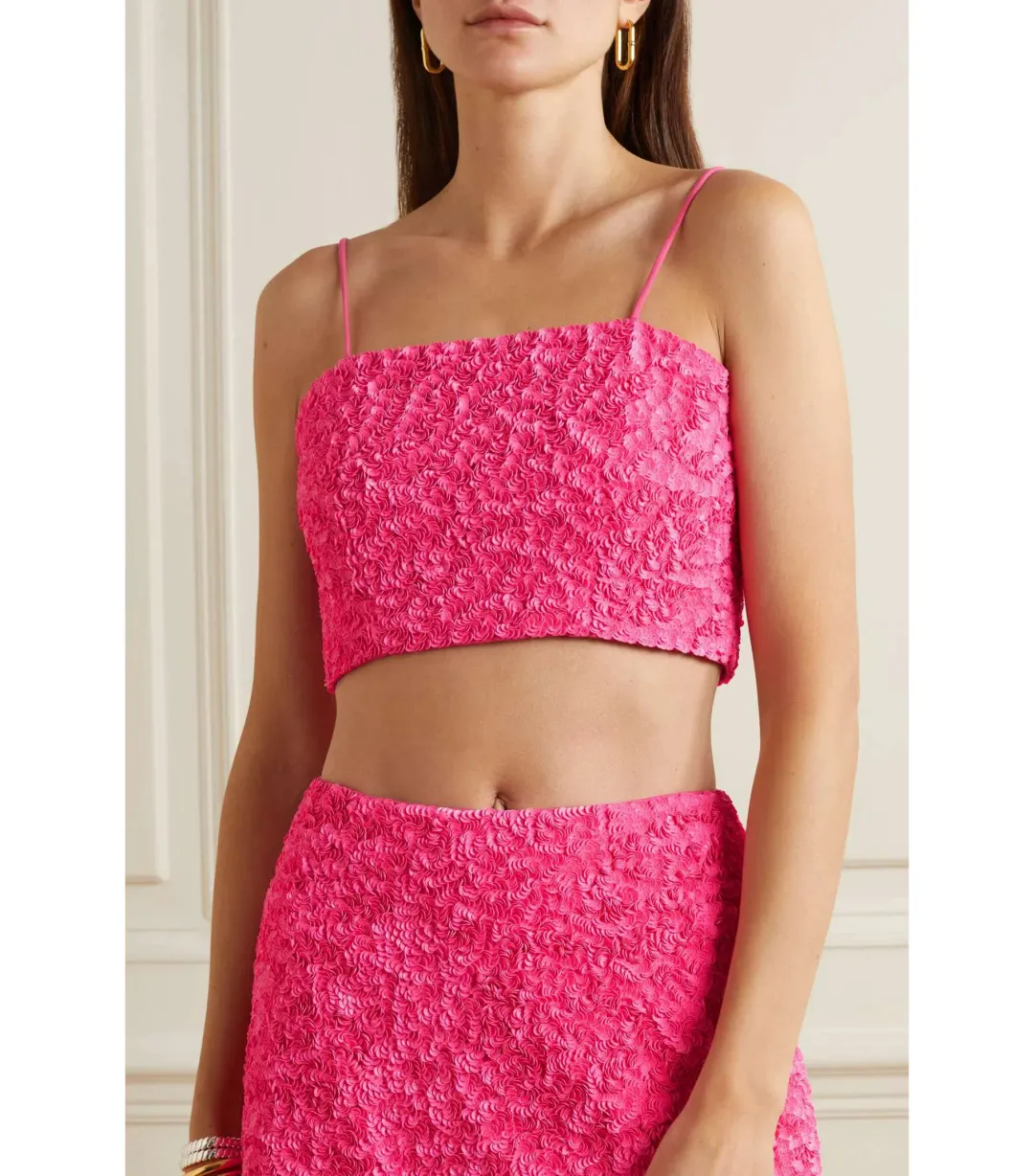 Aje Catara Skirt And Evelyn Crop Rouge Set Sequin Pink Size AU 8 for rent on The Volte - main image