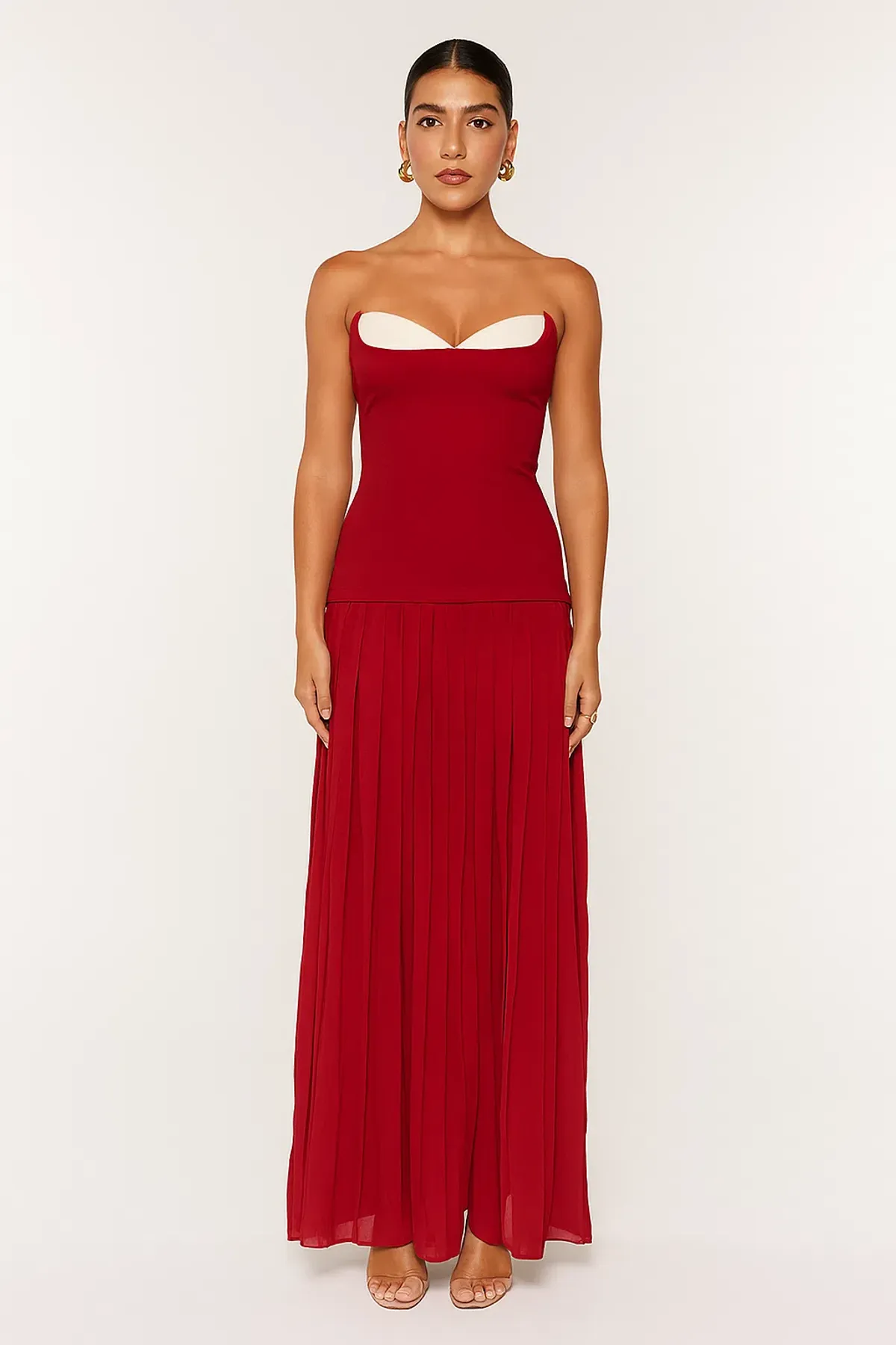 She is OLLÁ Nicolette Maxi Dress in Raspberry Size 8 for rent on The Volte - main image