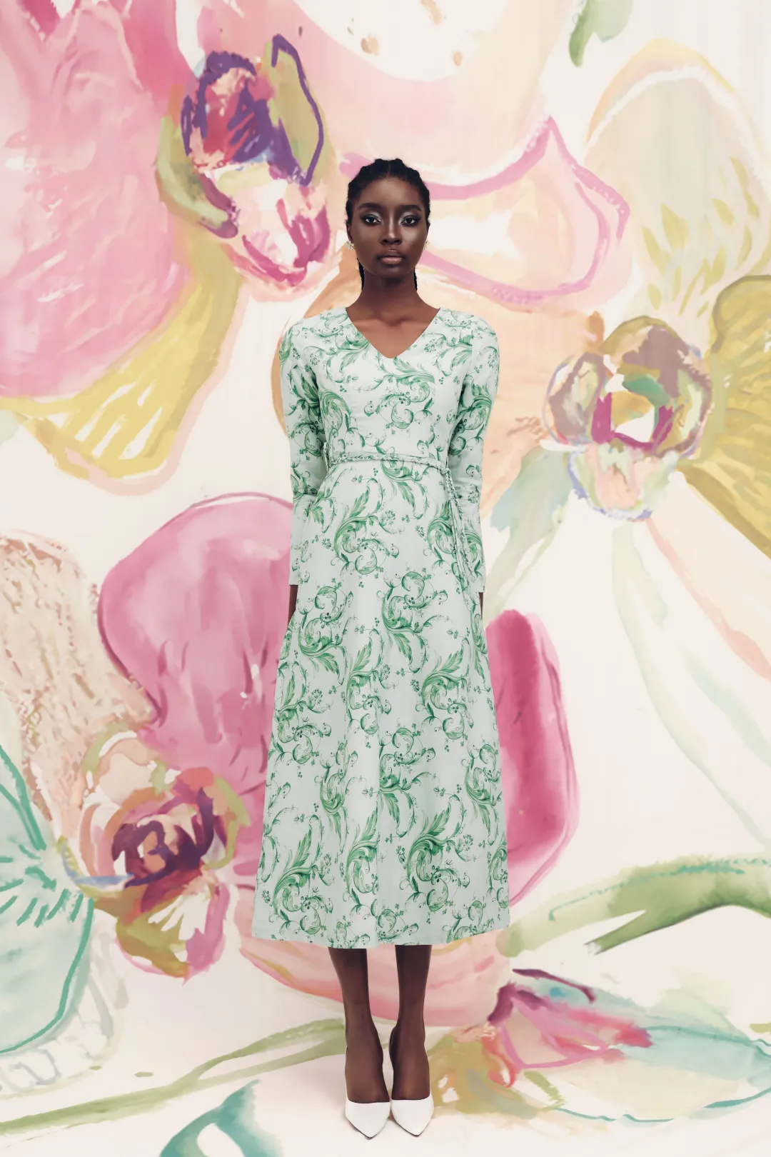 Justin Tong Eleanor Maxi Dress Green Size 8  for rent on The Volte - main image