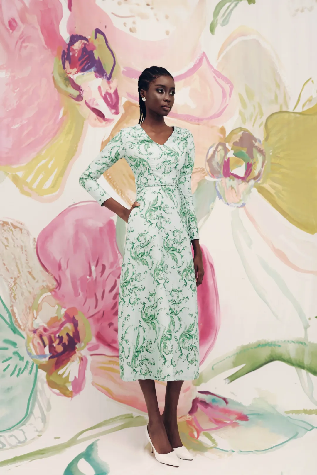 Justin Tong Eleanor Maxi Dress Green Size 8  for rent on The Volte - main image